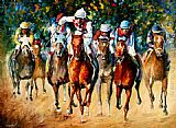 Horse Racing Paintings - Horse Race by Leonid Afremov